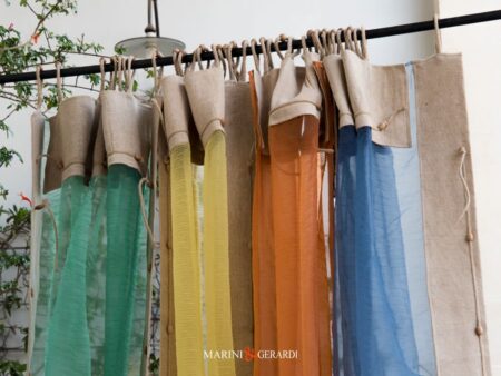 Tende In Voile Organza Giallo Blu Verde Arancio Con Asole