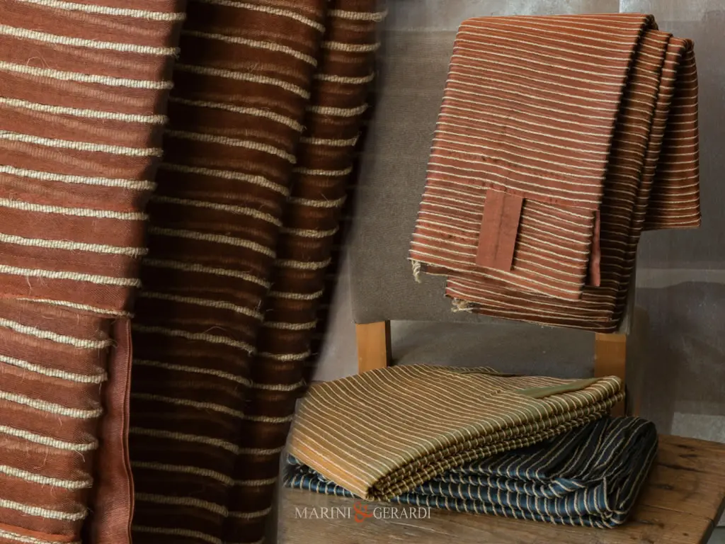 tende organza in seta colore ruggine