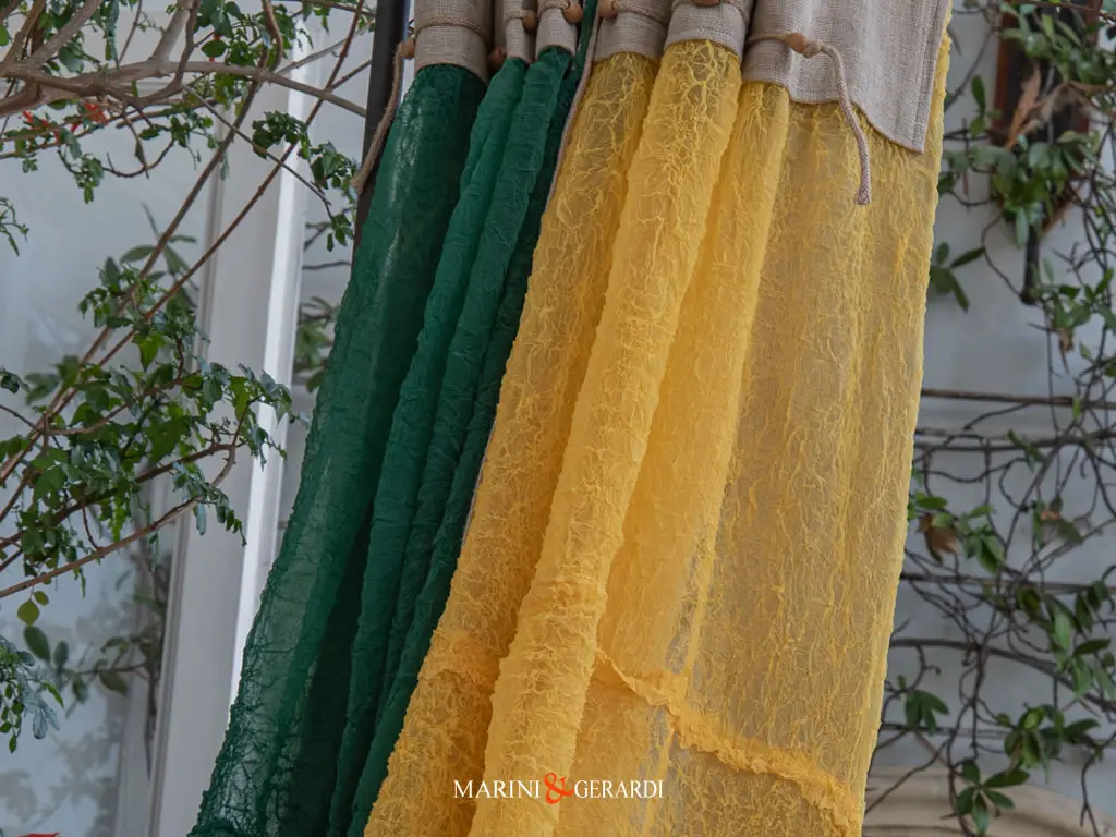 Tende Organza Moderne Stropicciata Verde Gialla