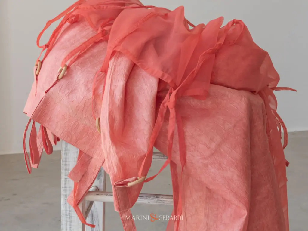 Tende Organza Stropicciata Voile Doppio Velo Liscio Rosa Asole Anelli Legno