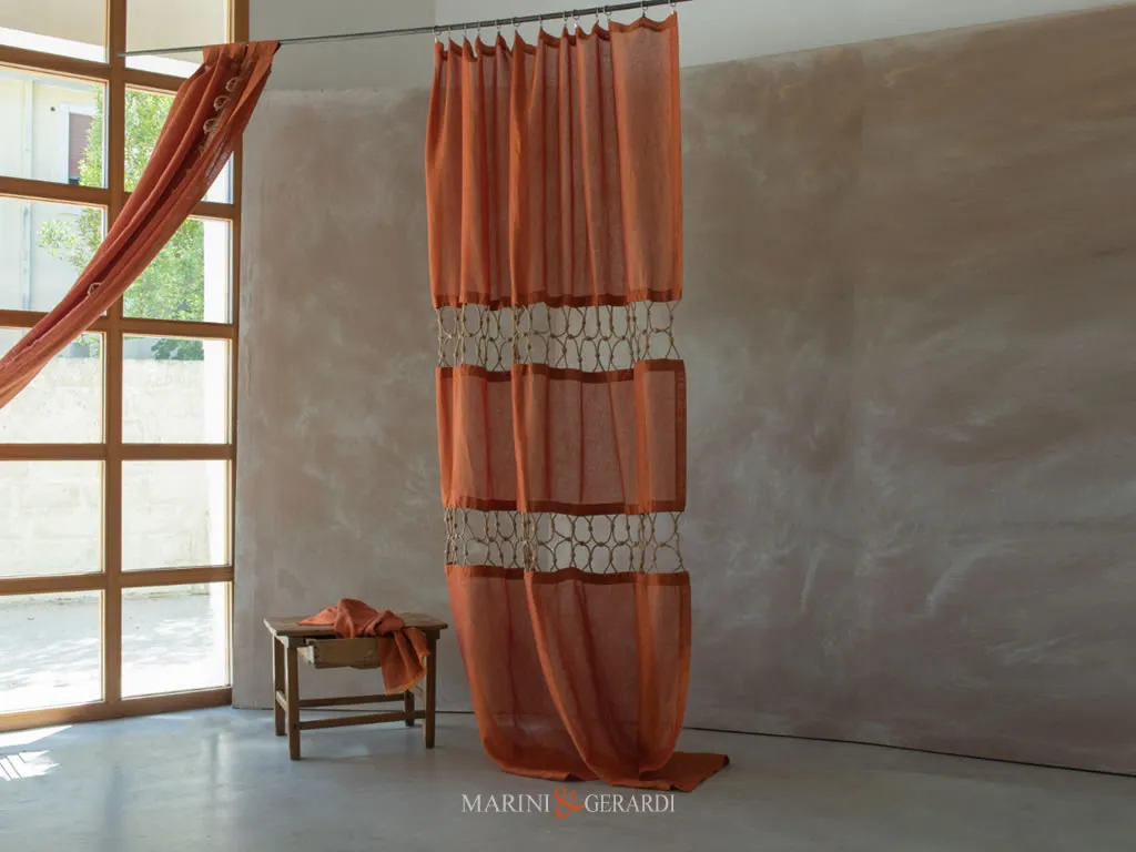 Teseo Tende In Lino Stropicciato Su Misura Arancio