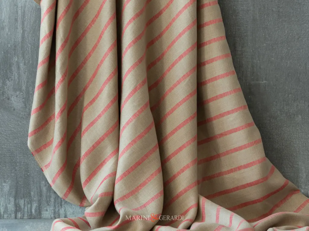 Tessuti Per Tende Di Lino Arredo Interni Righe Carota Rossa FF342