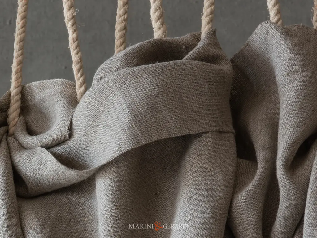 Tessuto lino rustico colore naturale per tende tovaglie