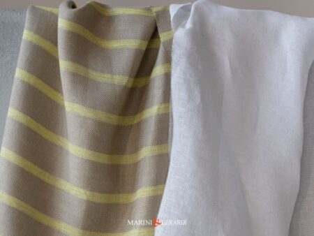 Tessuto A Righe Per Arredamento In Lino Vendita Giallo Canarino