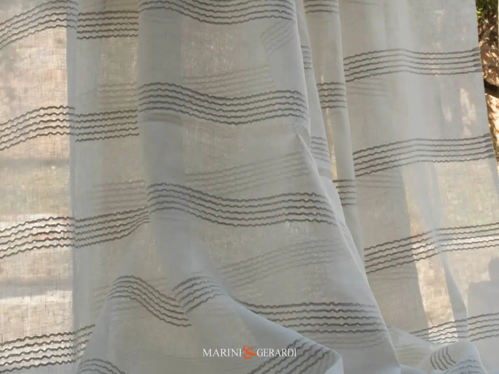 Tessuto Di Lino Leggero Righe Trasparenti Inserti Per Tende