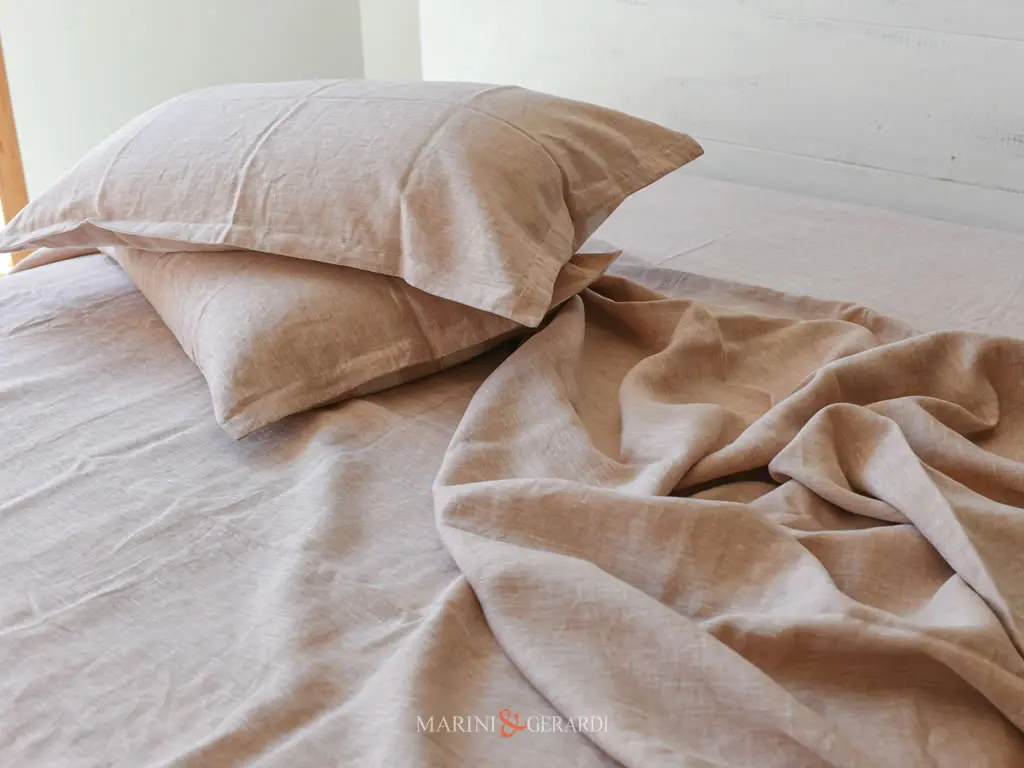 Tessuto Di Lino Lenzuola Federe Vino Rose Tinta Unita