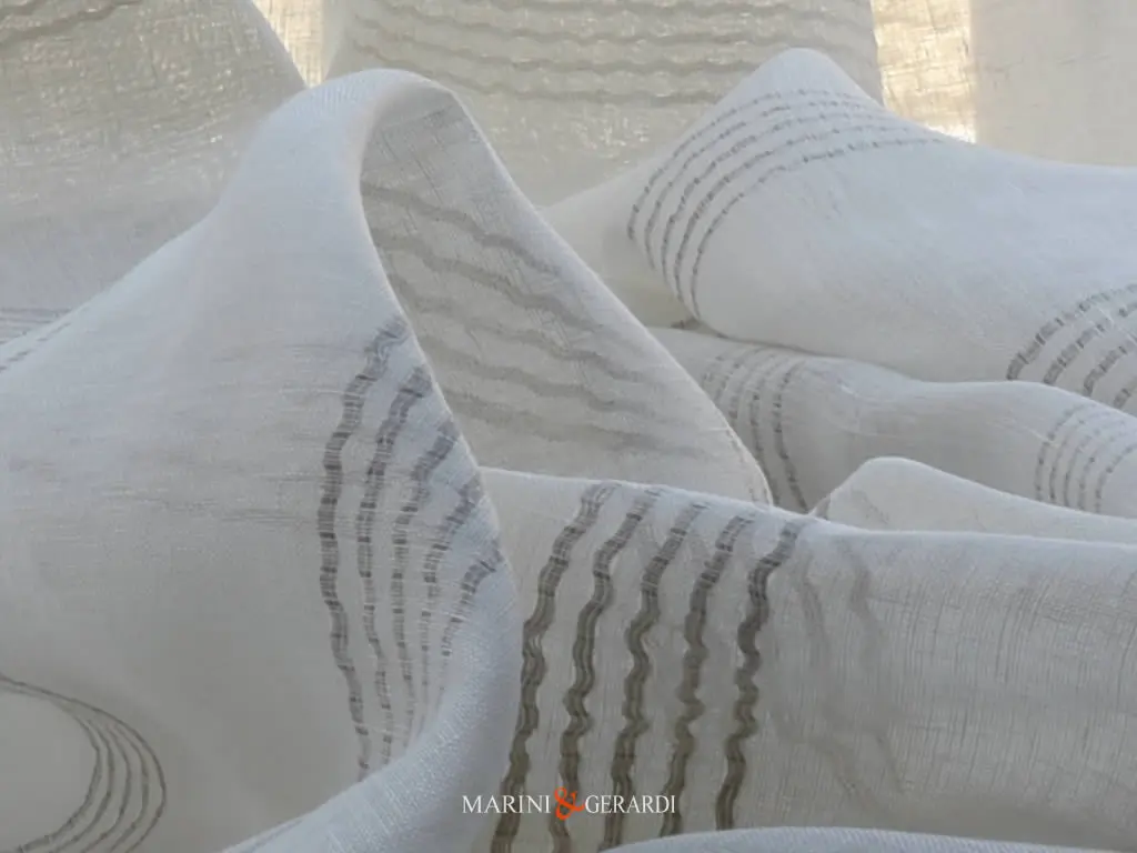 Tessuto Leggero Trasparente Di Lino Per Tende Con Inserti In Juta Duomo 17