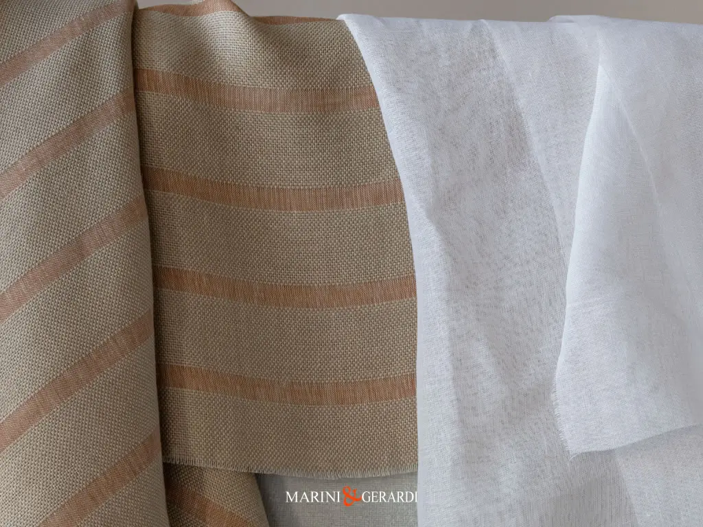 Tessuto Lino A Righe Per Arredamento A Metraggio Mattone