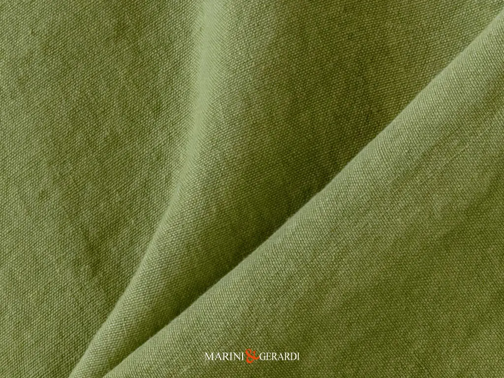 Tessuto Lino Prelavato Verde Acido 015 Per Divani