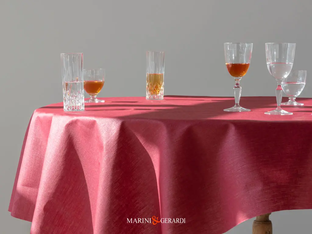 Tessuto Lino Resinato Per Tovaglia Antimacchia Bordeaux