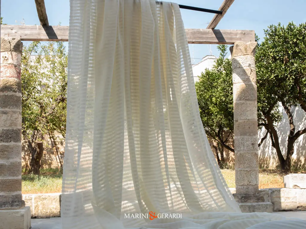 Tessuto Lino Rigato Garzato Masseria Uno