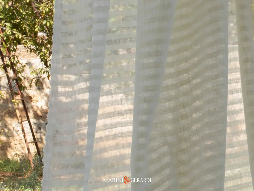 Tessuto Lino Rigato Garzato Trasparente Masseria Uno