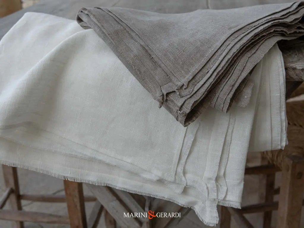 Tessuto Lino Rustico Naturale Corda Bianco Panna Acida