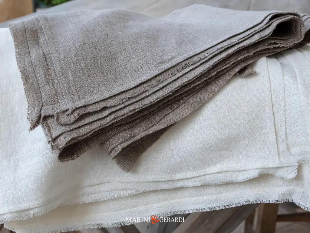 Tessuto Lino Rustico Runner Tavolo Naturale Bianco