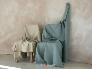 Tessuto Lino Stone Washed Tappezzeria Sedie Bianco Blu Nuvolo