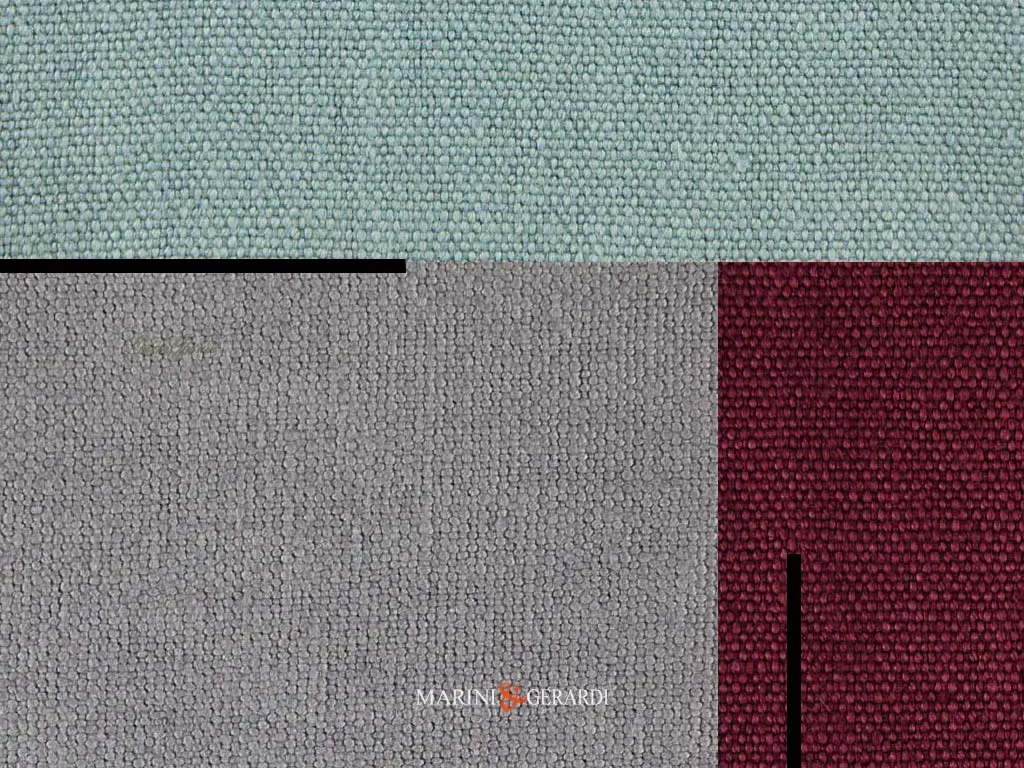 Tessuto per divani in lino antimacchia Verde Acqua - Grigio Cenere - Uva Fragola
