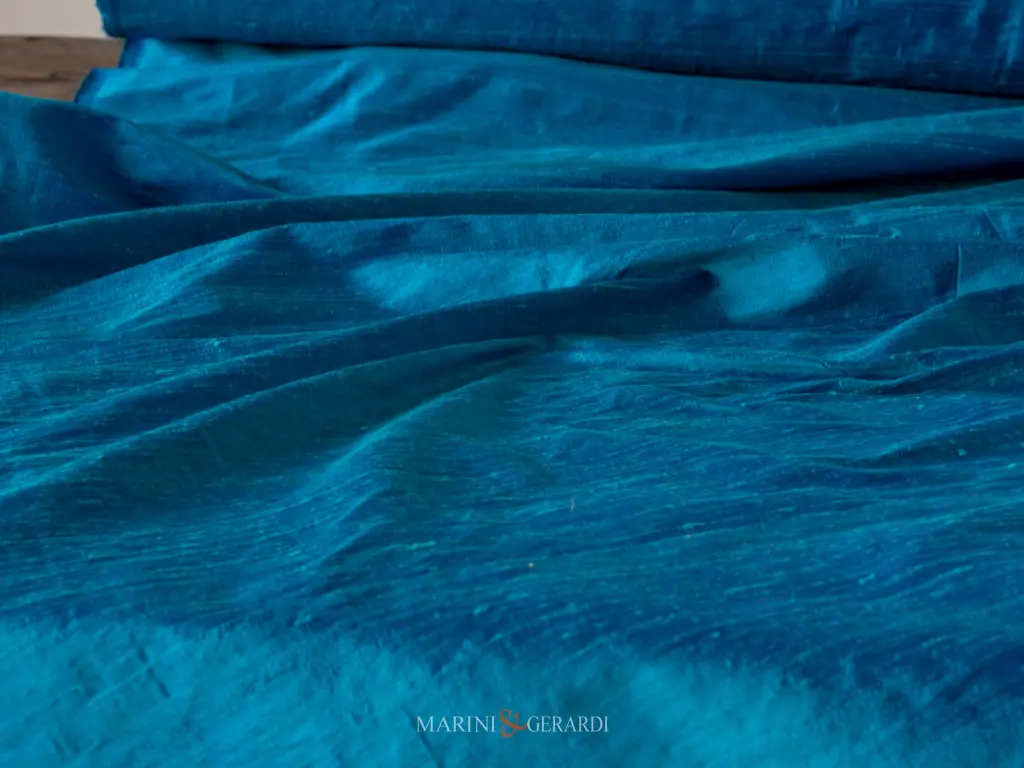 Tessuto Shantung In Seta Turchese AC134