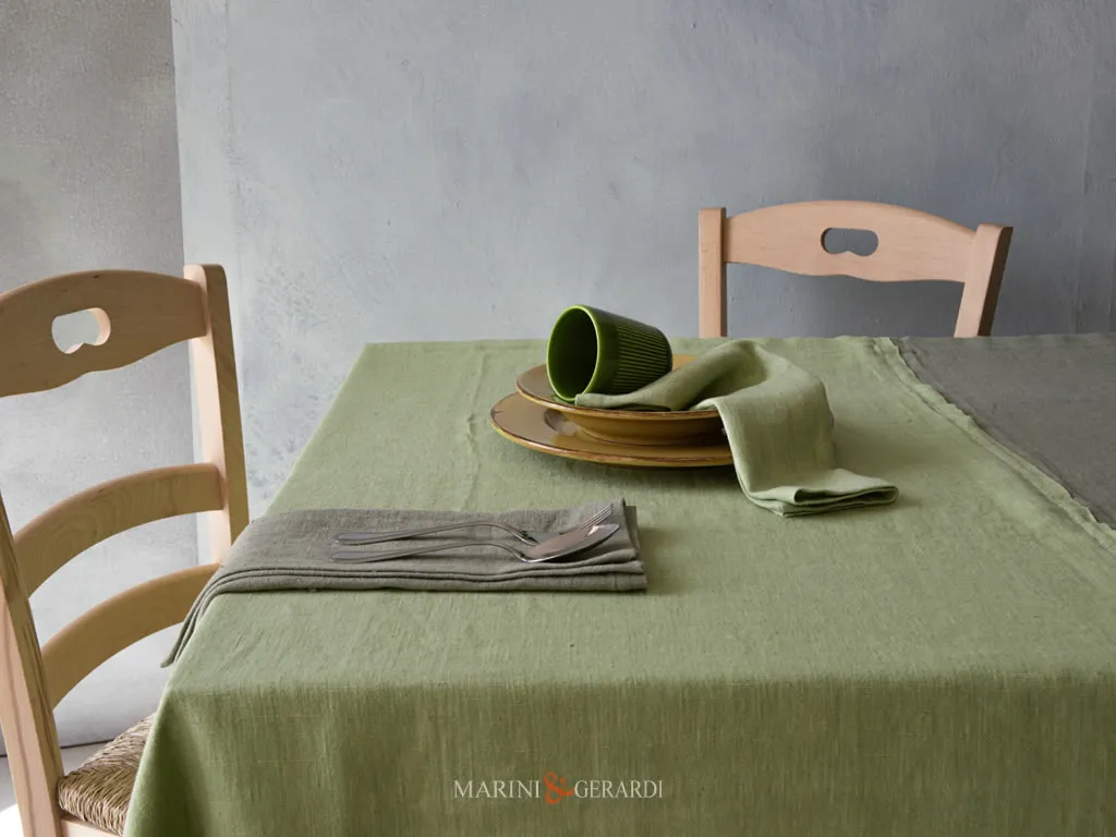 tovaglia amsterdam in lino pistacchio verde marcio