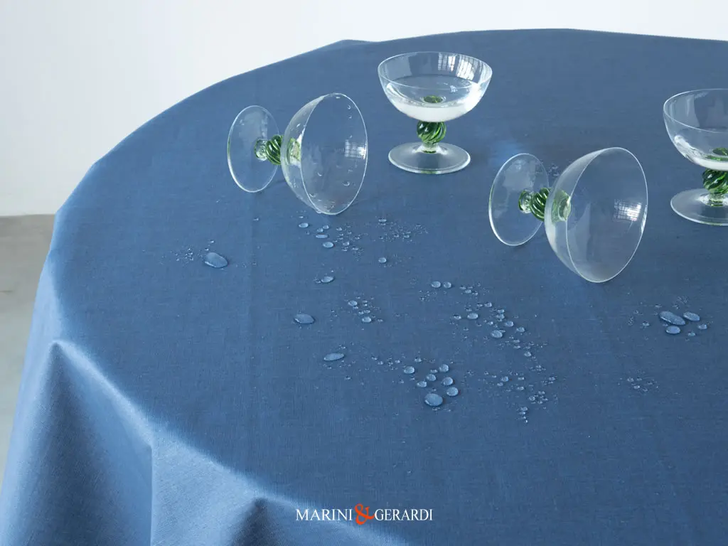 Tovaglia Antimacchia Lino Idrorepellente Colore Blu Ghiaccio