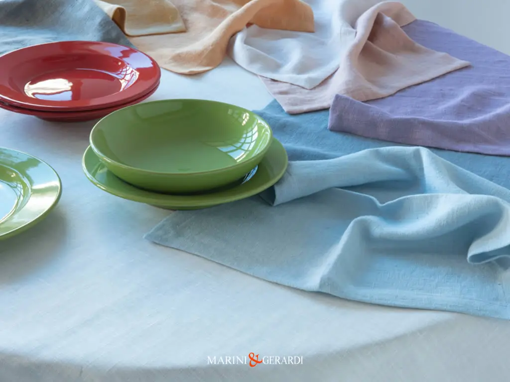 Tovaglia Lino Resinato Antimacchia Con Tovaglioli