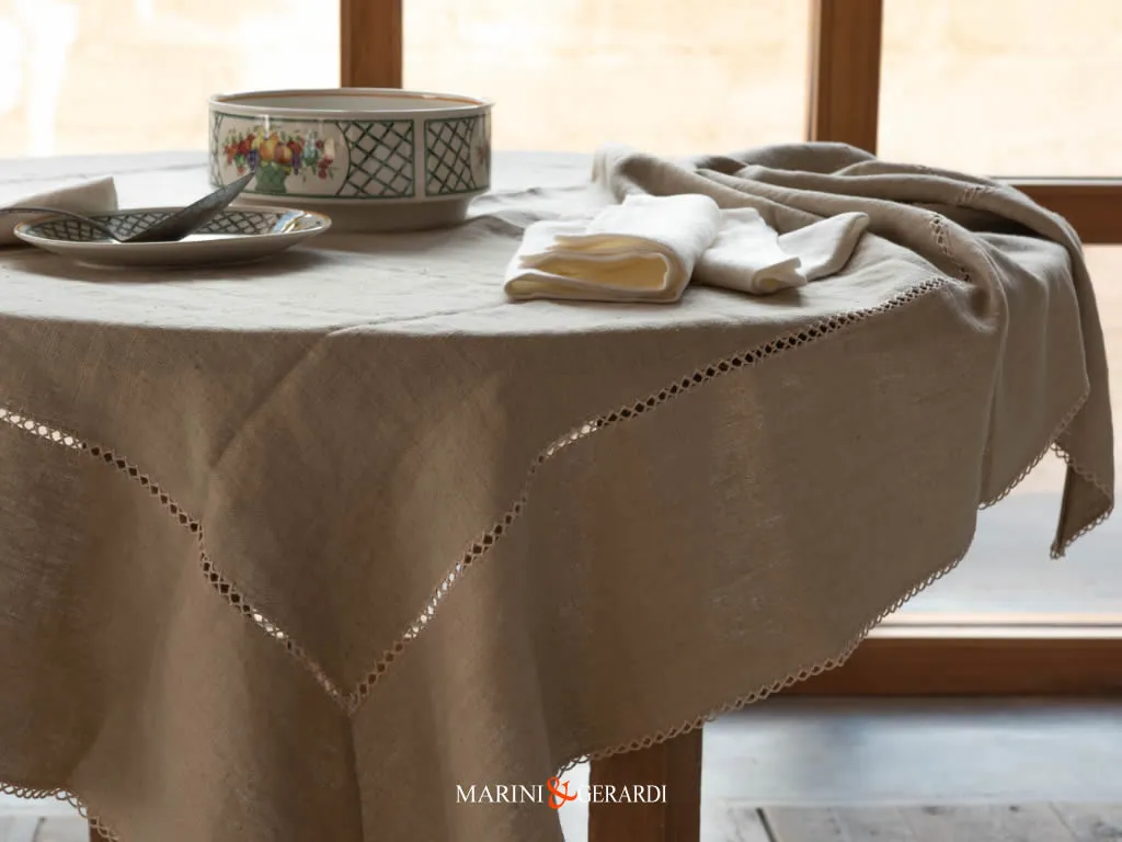 Tovaglia Tovaglioli Runner Su Misura In Lino Caffellatte Agrigento