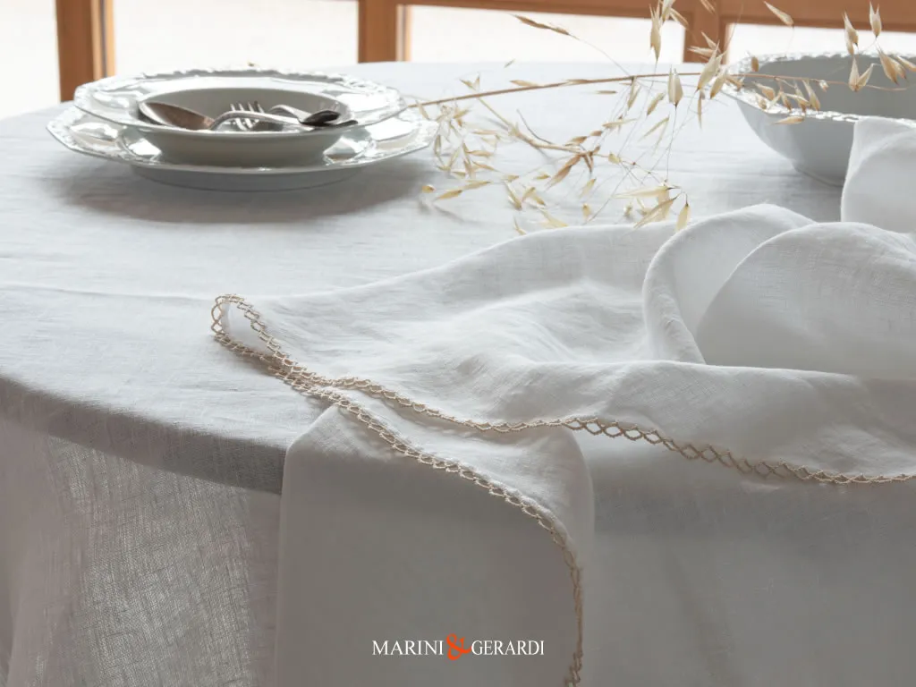 Tovaglie Ricamate In Lino Bianco Agrigento