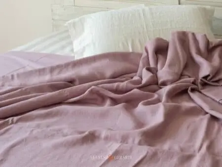 Lenzuola Lino Rosa Pesco Cuscino Bianco Lord Byron