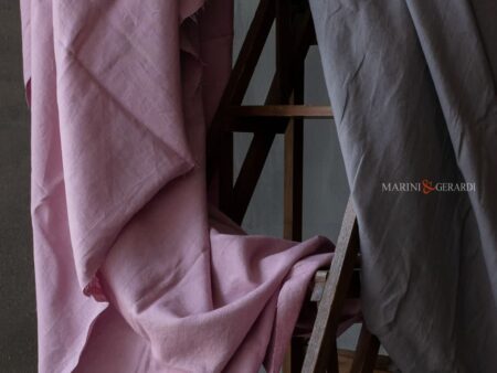 Lino prelavato rosa pesco grigio selce per lenzuola letto