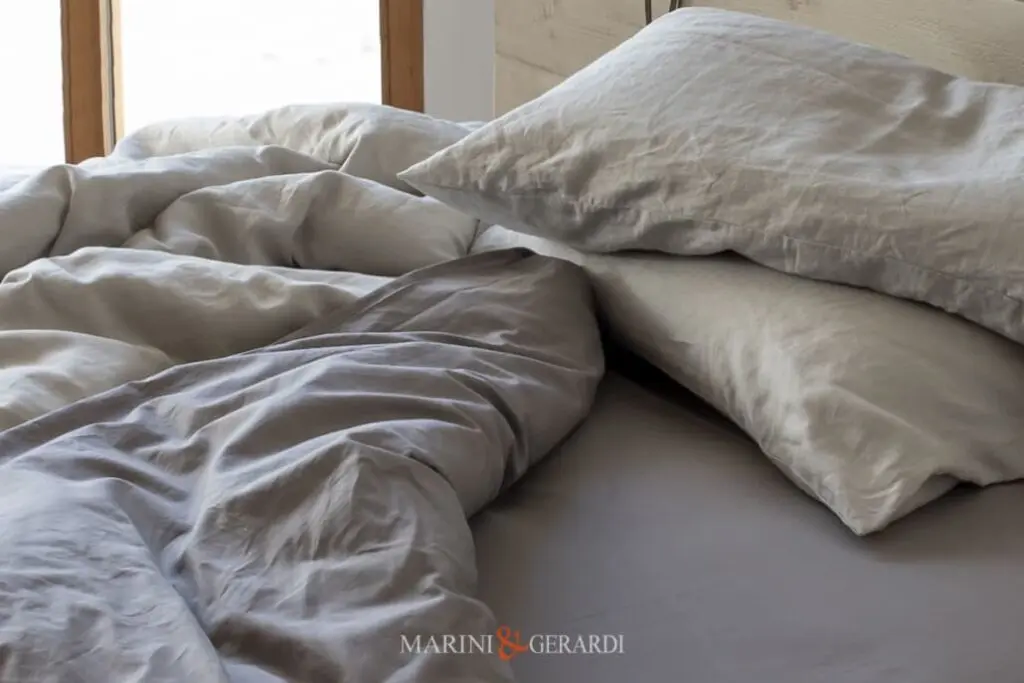 Set Lenzuola Letto Lino Prelavato Bianco Perla Lord Byron