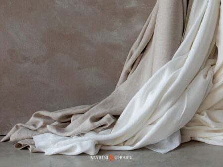 Stoffa Per Tende In Lino Giunco Bianco Ottico Panna Basic Acaya