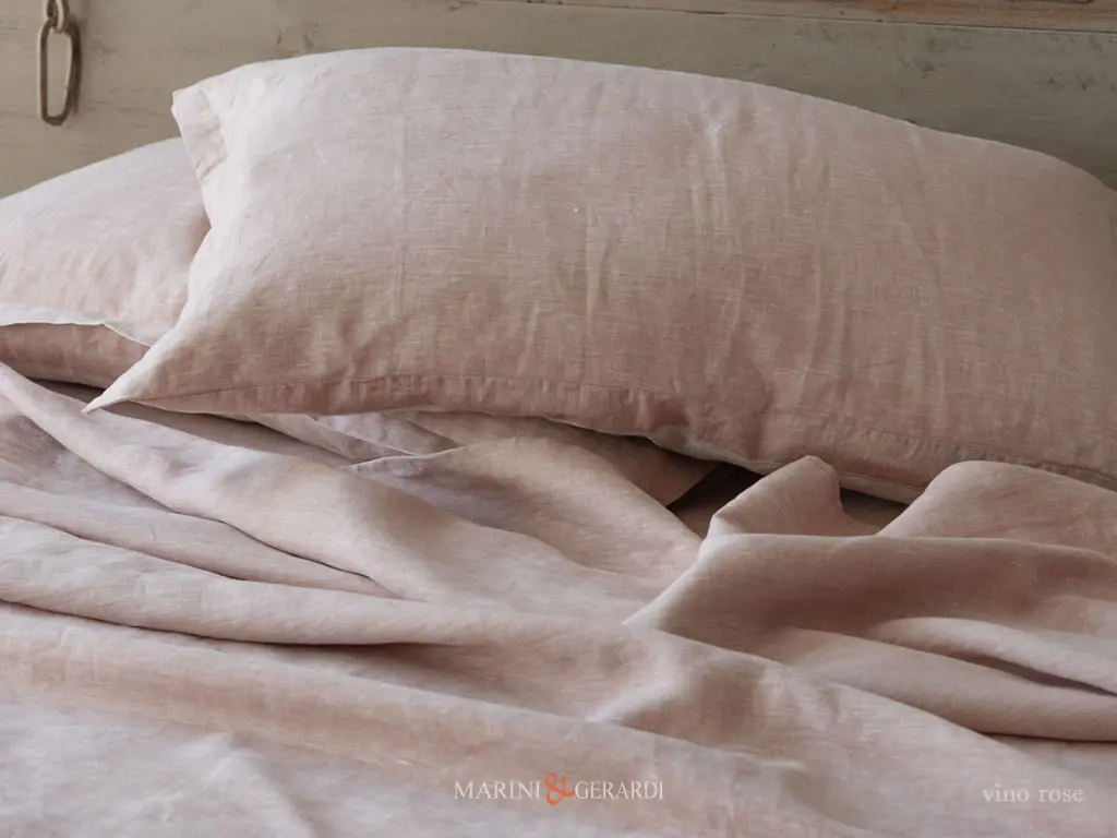 Tessuto Di Lino Biancheria Casa Vino Rose Tinta Unita