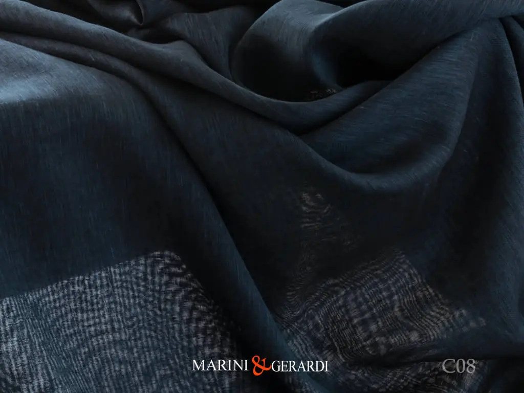 Tessuto Lino Di Lusso Tende Moderne Blu Profondo C08