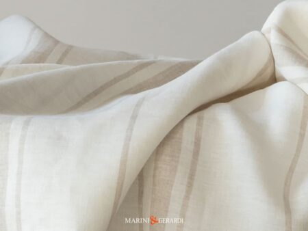 Tessuto Lino Elegante Panna Righe Ecru Chiaro Per Tende Tavola