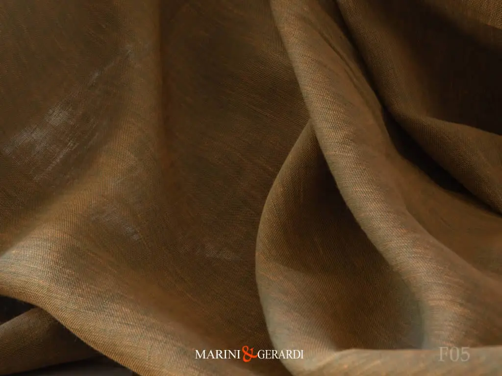 Tessuto Lino Filtrante Senape F05 Per Tende Moderne