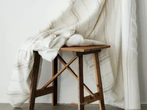 Tessuto Lino Per Tovaglie Righe Panna Ecru Andalusia