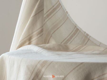 Tessuto Lino Righe Andalusia Panna Ecru Per Tende Soggiorno