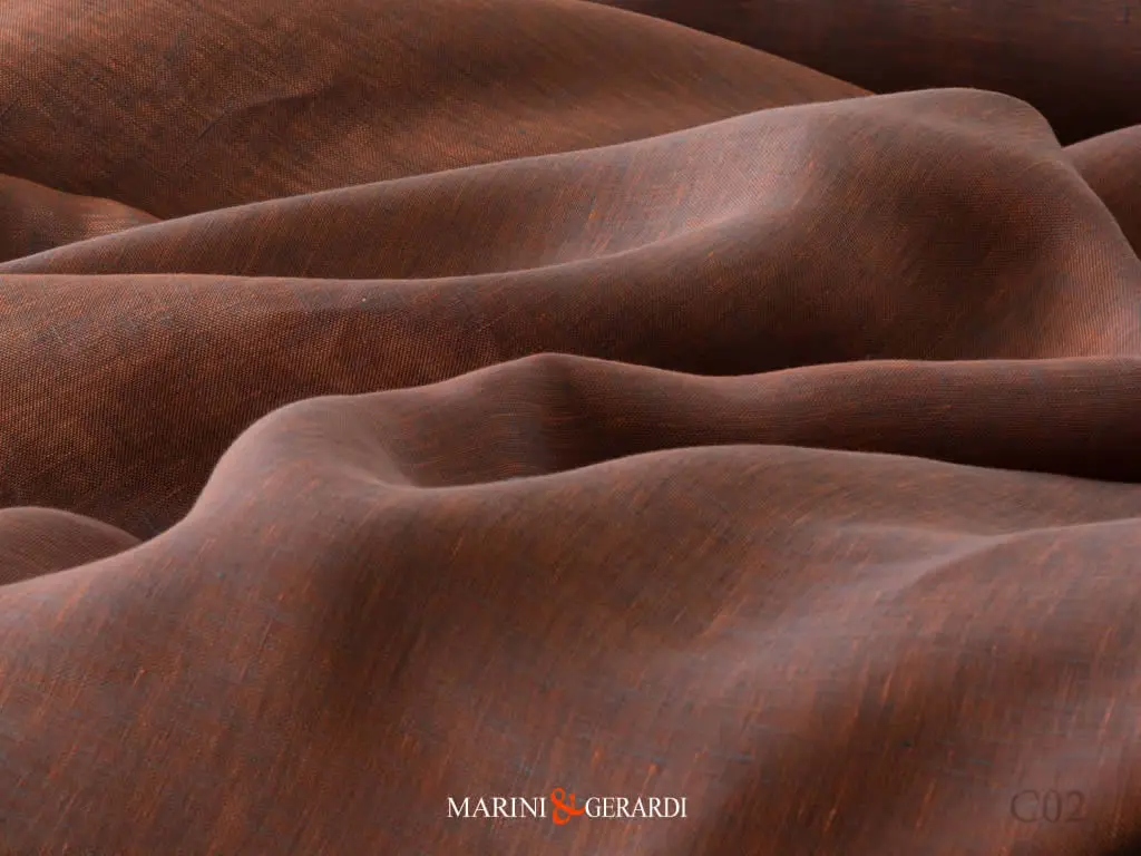 Tessuto Lino Salento Liscio Zucca Blu C02 Per Tende Eleganti Da Salone