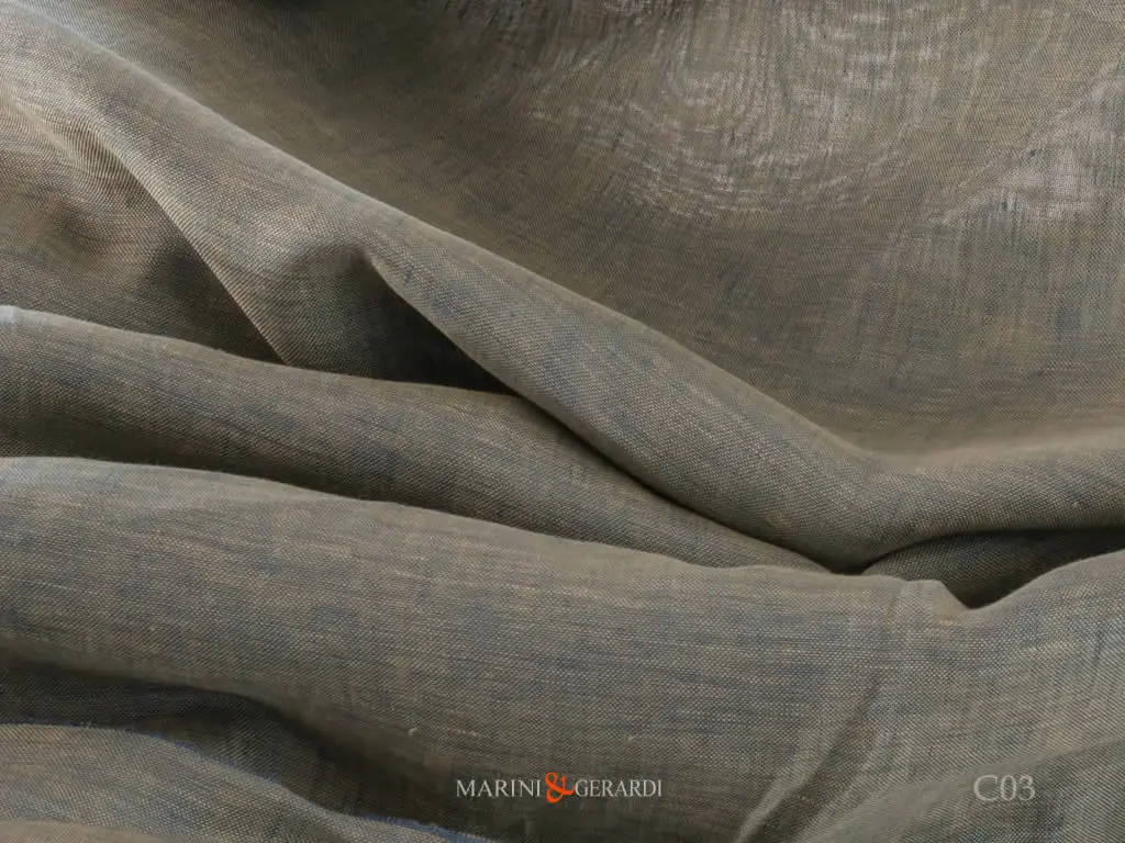 Tessuto Lino Salento Tende Eleganti Da Salone Blu Cielo Panna C03