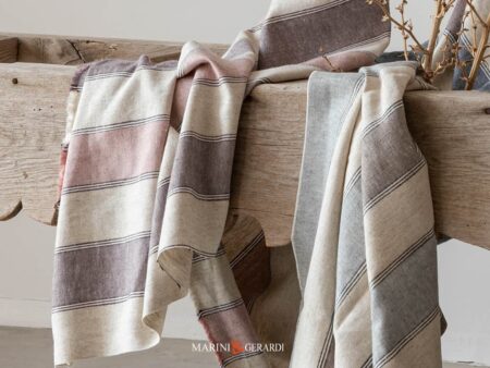 Tessuto Misto Lino E Cotone A Righe Per Tappezzeria