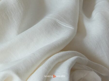 Tessuto Moderno Bianco Lino Semi Coprente Spina Pesce Barbera