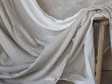 Tessuto Per Tende In Lino Giunco Bianco Stropicciato Acaya