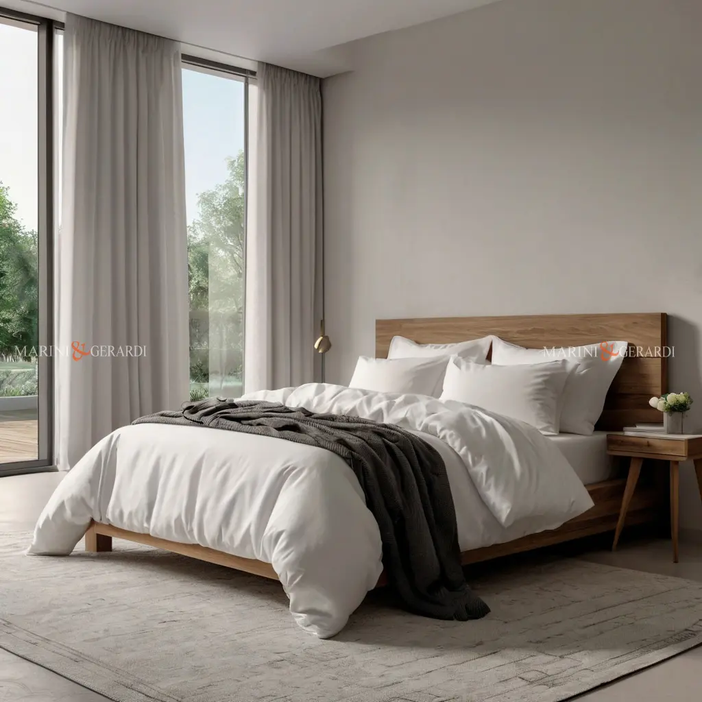 Copripiumino in puro lino bianco leggermente stropicciato