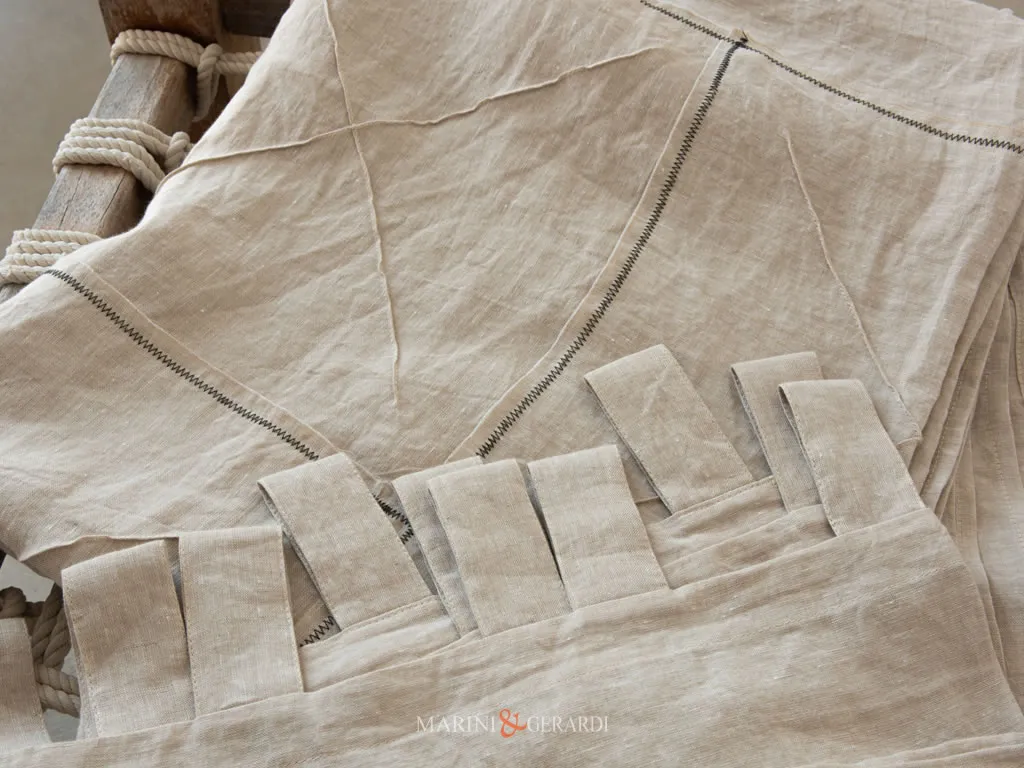 Tessuto Lino Stropicciato Per Tenda Ecru Con Asole Torre Suda