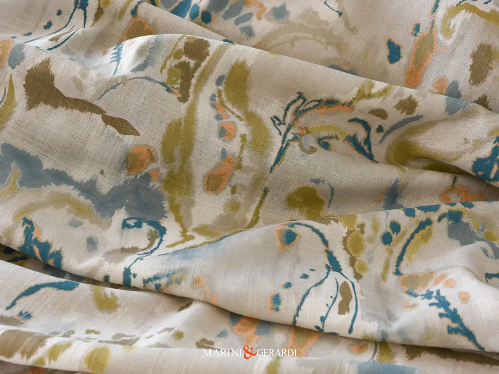 Fiorira Un Giardino In Lino Viscosa Base Panna Per Tende Tavola