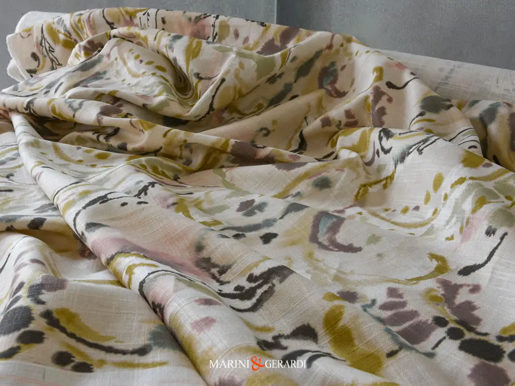 Fiorira Un Giardino In Lino Viscosa Oligominerale Panna Con Senape