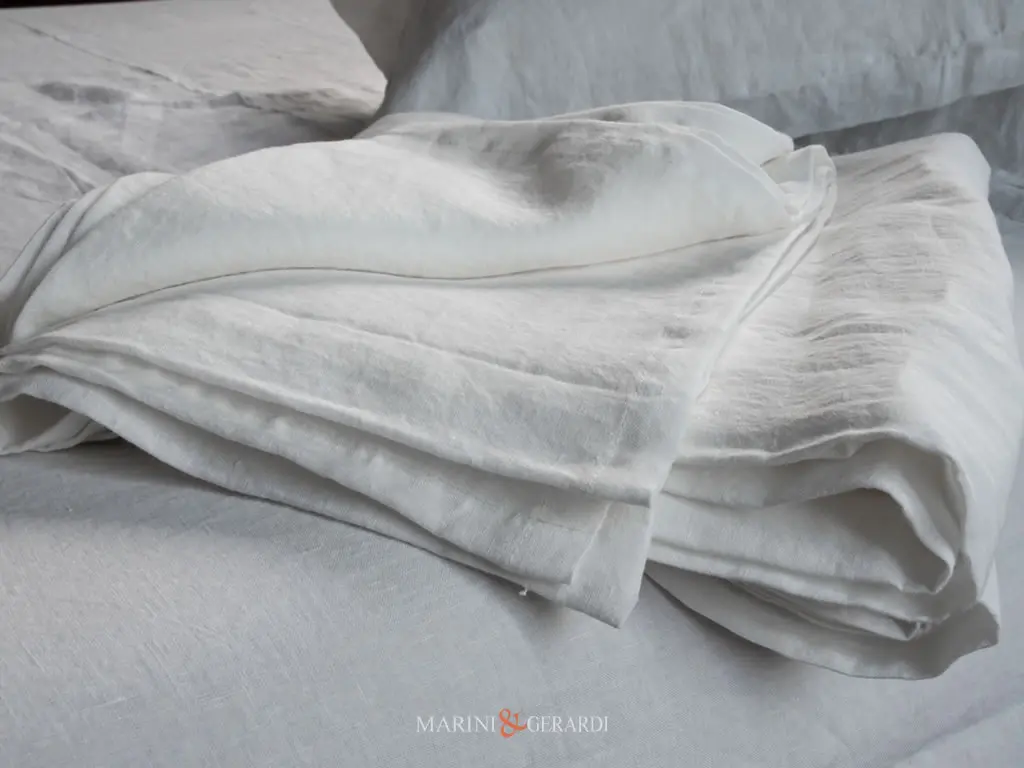 Lenzuola Letto In Lino Tessuto Acaya Di Tradizione In Bianco