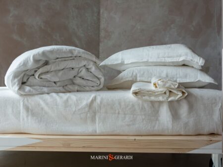 Set BASIC - Copripiumino In Puro Lino Acaya Bianco Stropicciato