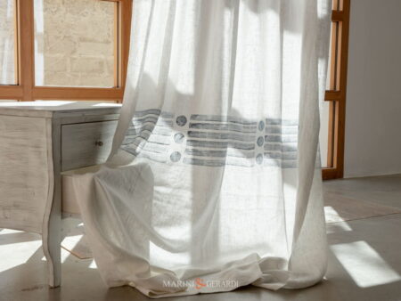 Tende Design Interni Moderni Mare Montagna Lino Bianco Blu