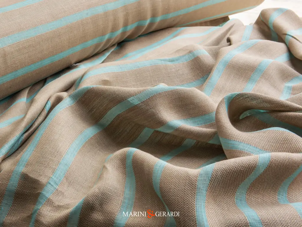 Tessuti Di Lino Per Tende A Righe Colore Turchese F342