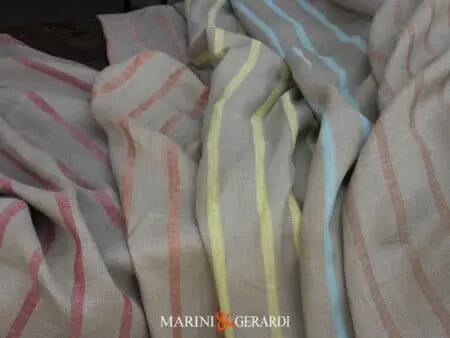 Tessuto Di Lino A Righe FF342 Per Tendaggi i Colori